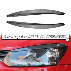 2Pcs/set Carbon Fiber Car Headlight Lamp Eyebrow Eyelid Trim Cover for Volkswagen VW Polo Mk5 6R 6C 2011 - 2015 Acc
