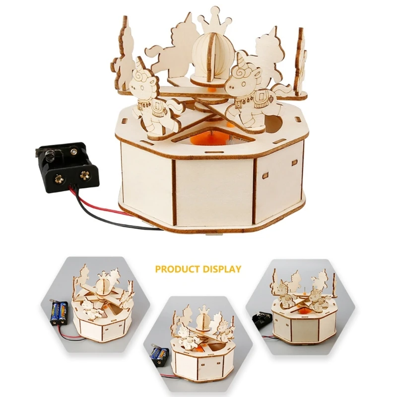  Educational Wooden Rotating Horse Toy With Electric Motor For Children Science Exploration and STEM Learning Project