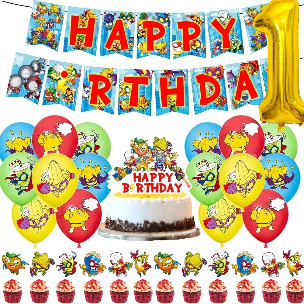 Superthings Geburtstagsparty Dekorationsbanner Ballon-Hintergrund Tortendekoration Partyzubehör Babyparty-Geschenk