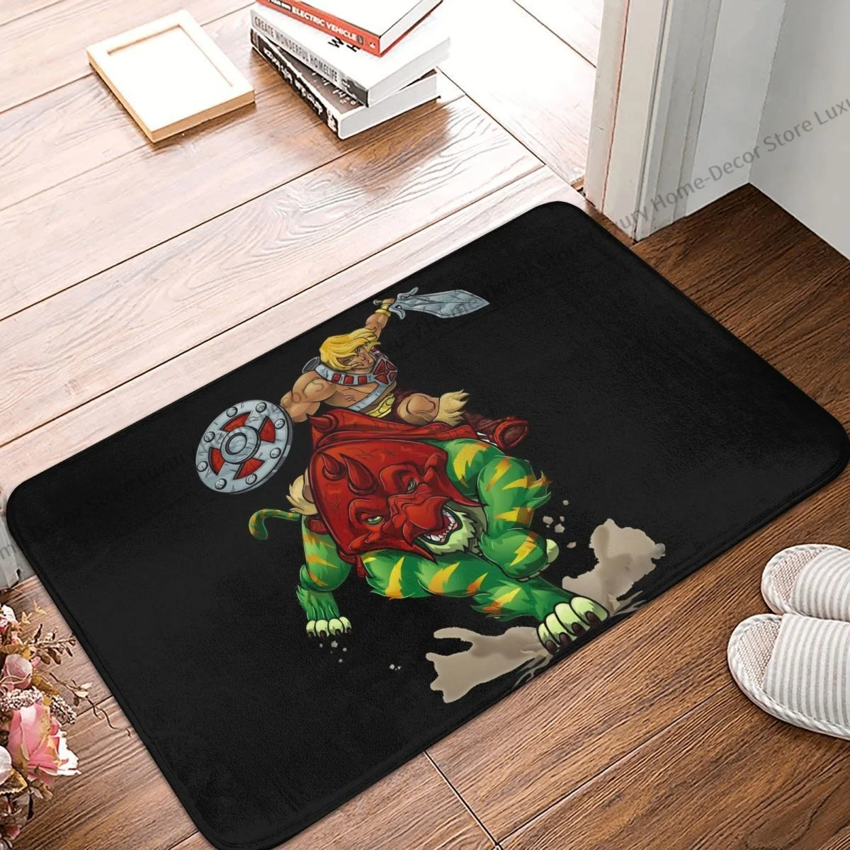 He-Man The Master Of The Universe Kitchen Non-Slip Carpet Battlecat Flannel Mat Welcome Doormat Home Decoration Rug