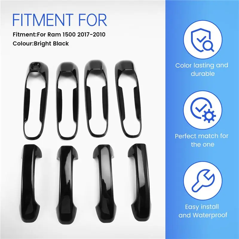 A66P-غطاء مقبض باب السيارة مقبض الباب الخارجي الكسوة ل دودج رام 1500 2017-2010