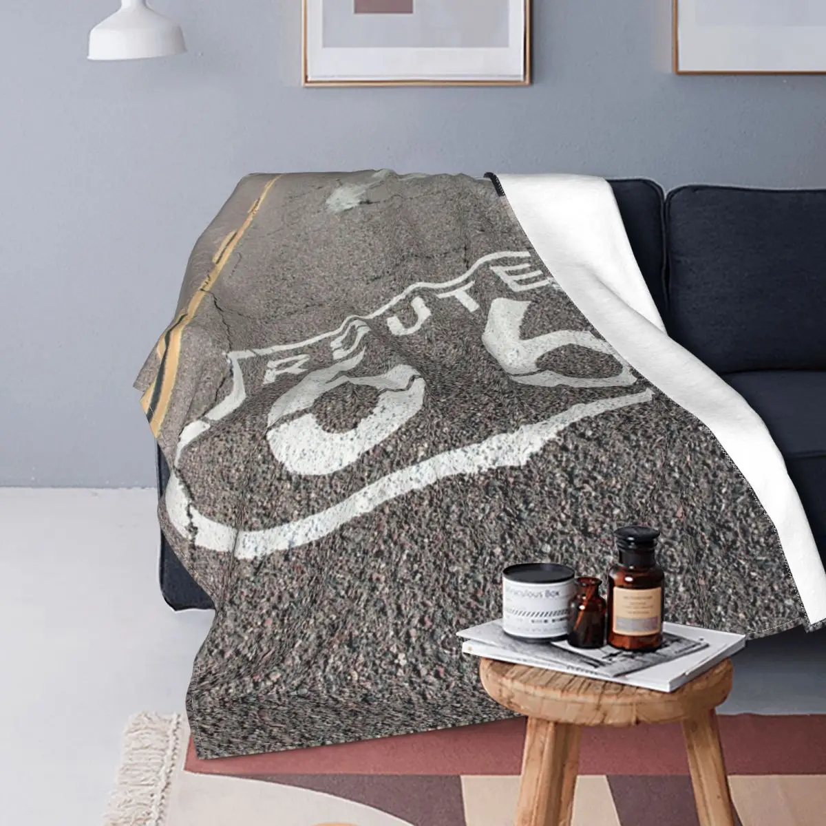 

3D Printed Americana US Route 66 Blankets Comfortable Soft Flannel Sprint California USA Throw Blanket for Couch Office Bed