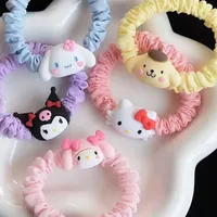 Sanrio Cartoon Head Rope Cute Cinnamoroll Hello Kitty Mymelody Purin Kawaii Hair Rubber Band Girl Gift