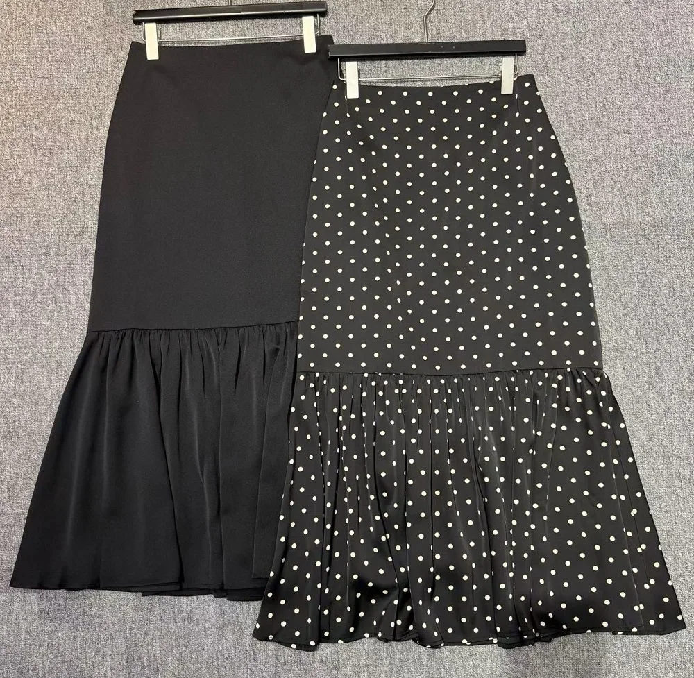 Top Quality New Long Skirts 2026 Autumn Fashion Party Events Women Polka Dot Print High Waist Black Sexy Mermaid Skirts Luxury