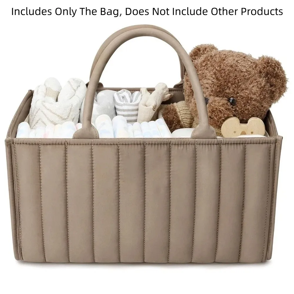Large Capacity Baby Diaper Organizer Multi-Pocket Floral Beige Foldable Mommy Bag Multifunctional Portable Diaper Storage Bag