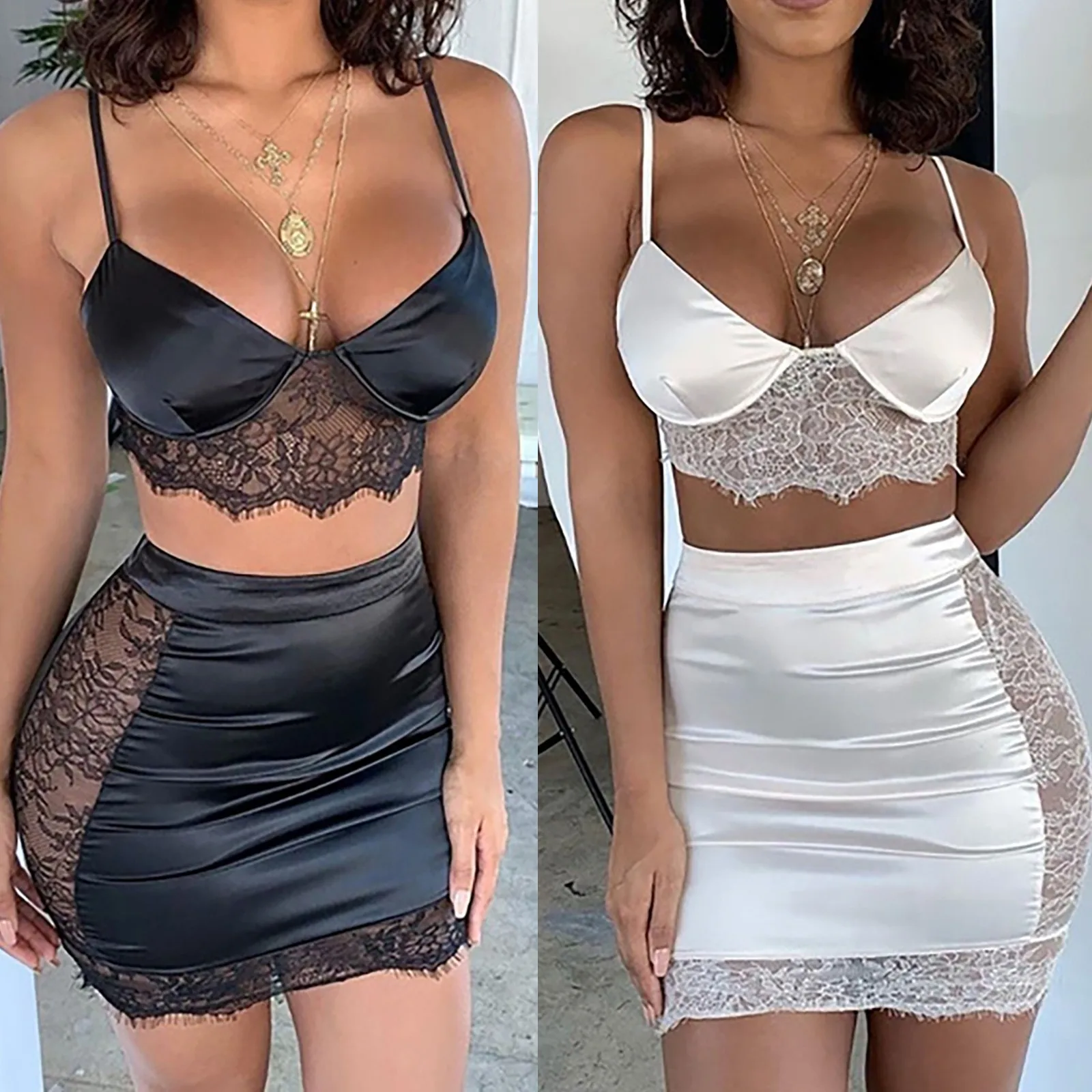 Underwear Stitching Fun Skirt Solid Lingerie Sexy Color Suit Lace Role Playing Outfits for Women Sexy Cutout Lingerie plus Size