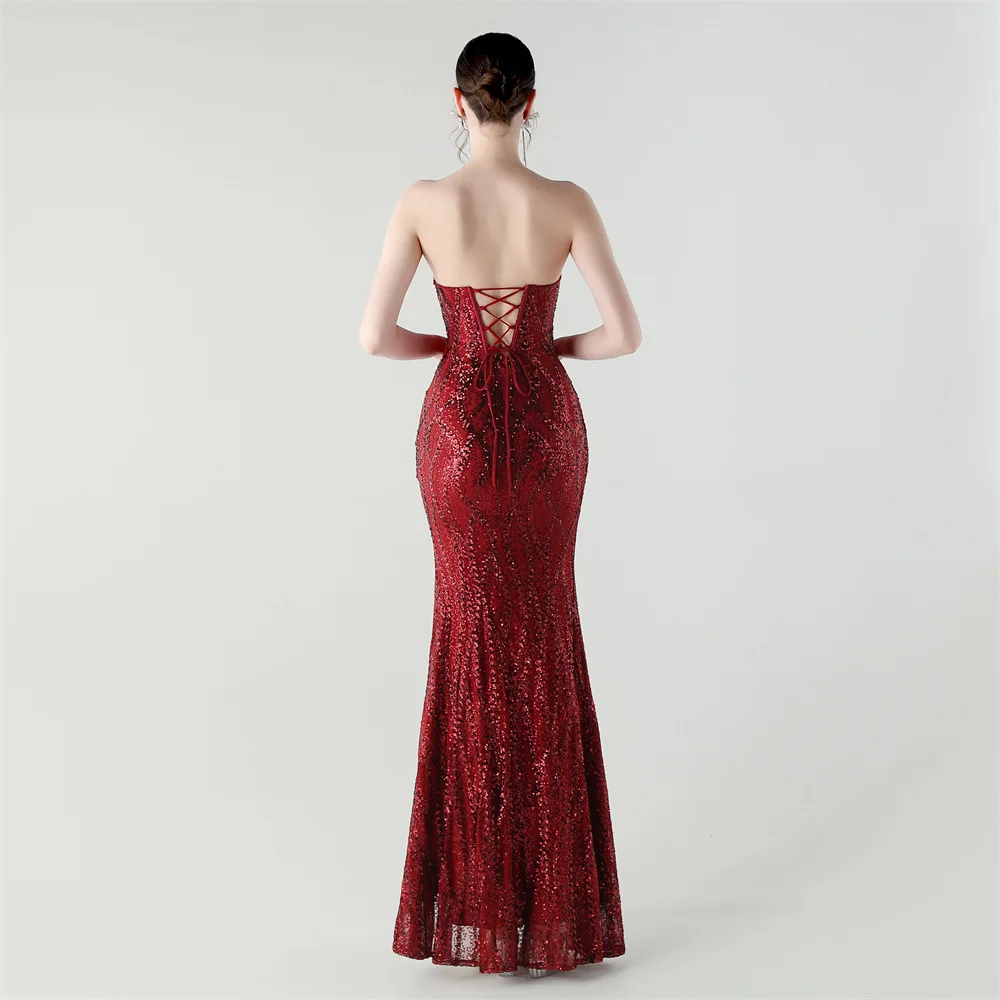 DEERVEADO 10 Colors Elegant Mermaid Sweetheart Sequins Evening Dress for Woman Chic Formal Dress Prom Party Maxi Dresses image 2