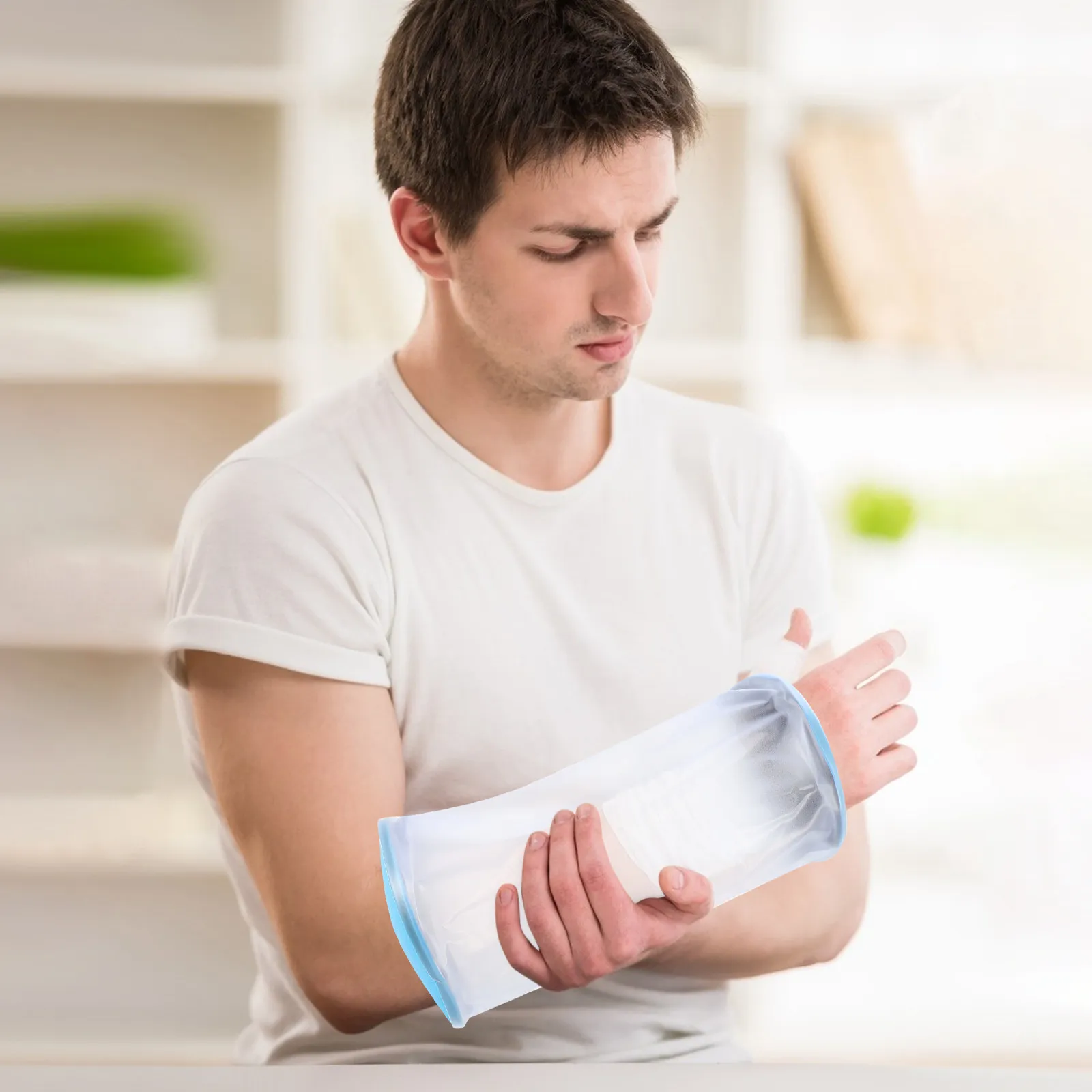 

1Pcs Waterproof Arm Cast Protector Elbow Sleeve for Shower Use Protective Reusable Dressing Cover for Broken Hand Blue