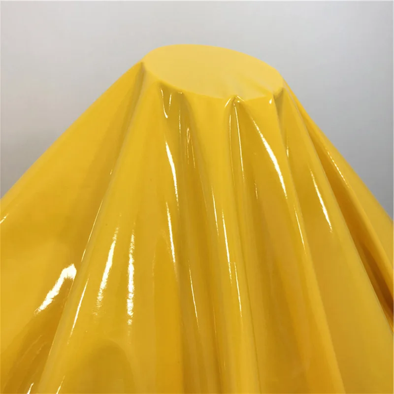 Good Yellow Mirror PU Leather Fabric High-stretch Reflective Shiny PU faux leather Sewing Material for Dance Pants DIY Bodysuits