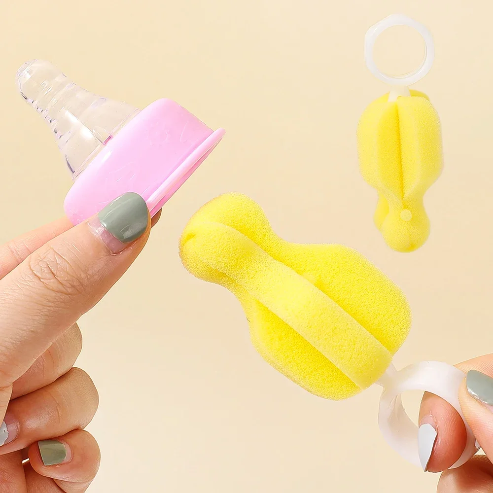 8/1Pcs Baby Bottle Brush Nipple Pacifier Cleaner 360 Degree Rotating Yellow Spong Cup Glass Cleaning Tool Feeding Bottle Brushes