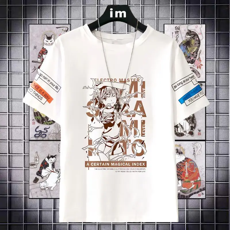 

A Certain Magical Index Short Sleeve T-Shirt For Men, Toaru Majutsu No Index, Misaka Mikoto, Anime Top