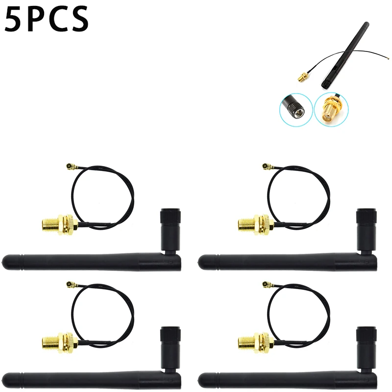 1-10PCS 2.4GHz 3dBi WiFi 2.4g Antenna Aerial RP-SMA Male wireless Router+ 17cm PCI U.FL IPX to RP SMA Male Pigtail Cable ESP32