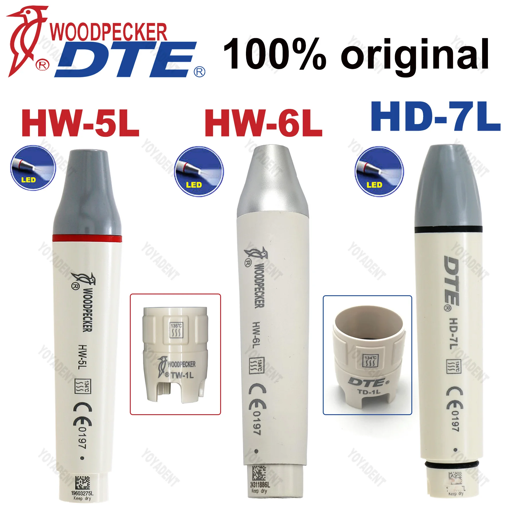 Oryginalny Woodpecker DTE Dental ultradźwiękowy skaler rękojeść LED Light HW-5L HW-6L HD-7L Fit EMS UDS NSK SATELEC narzędzia stomatologiczne