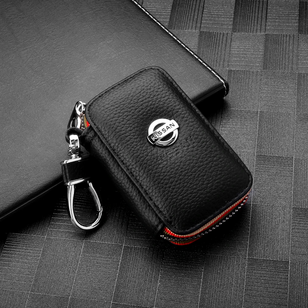 Car 3D Metal Keychain Leather Keyrings Key Holder Accessories For Nissan Nismo GTR Qashqai J10 J11 Juke Micra XTrail Leaf Pulsar