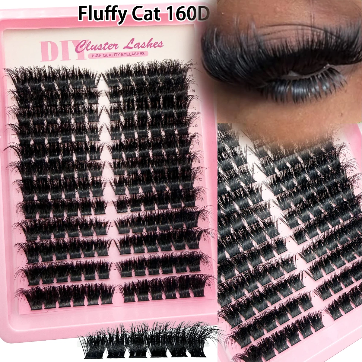 Neue 12-reihige 120D/160D/200D 5D flauschige Wimpernbündel, dicke D-Roll Wimpernverlängerungslinie, links/rechts, einzelne Wimpern