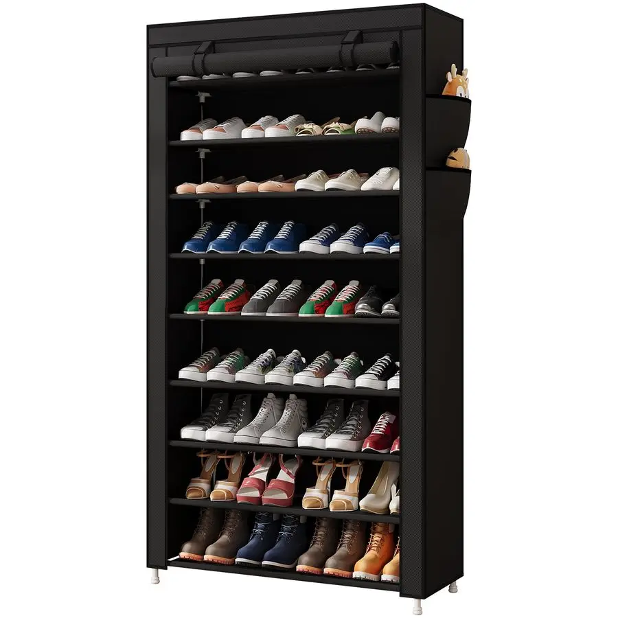 

Вертикальный органайзер для обуви на 9 ярусов, компактный стеллаж для хранения обуви, полка для обуви с нетканым чехлом, вмещает 36-45 пар для спальни