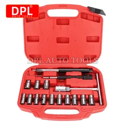 Injector Remover 17Pcs Diesel Injector Seat & Cleaner Carbon Remover Seat Tools Cutter Milling Cutter Set Universal Car Tool Kit