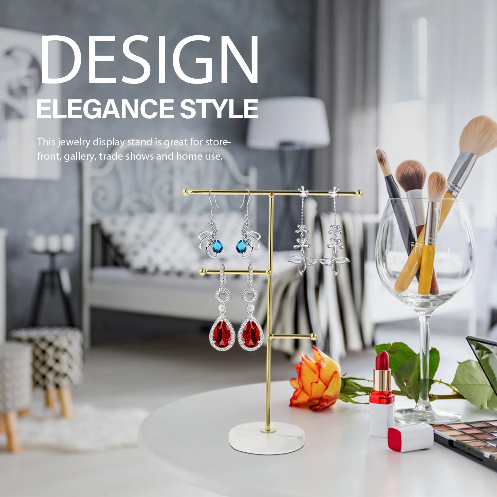 

Мраморная подставка для украшений в скандинавском стиле, изящная настольная витрина для серег и ожерелий, органайзер для хранения ювелирных изделий