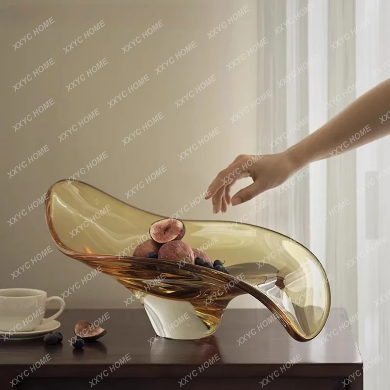 

Фруктовница LXAmber из позолоченного тяжелого хрусталя с глазурью, стеклянная тарелка ручной работы для хранения, предмет домашнего декора
