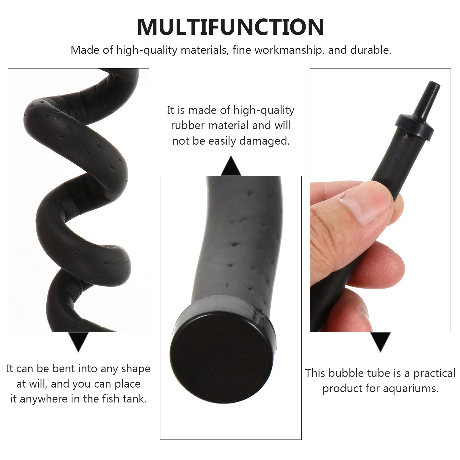 

2 Pcs Fish Tank Oxygen Bubble Strips Aquarium Tube Air Diffuser Tubing Rubber Bubbler Hose Black