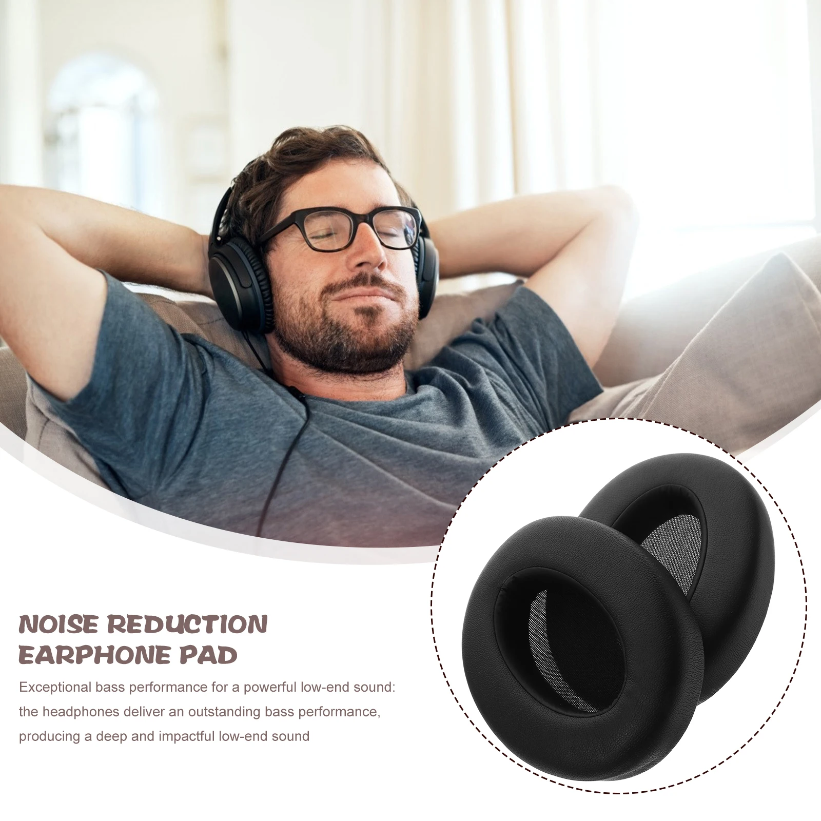 

2pcs Headphone Ear Covers Replacement Ear Pads For Headset Over-Ear Cushions Soft Comfort Fit Lightweight Noise Isolating