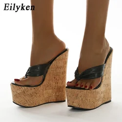 Eilyken Large Size 42 Sexy Super High Heels Women Slippers Open Pinch Toe Mules Platform Wedges Sandals Flip Flops Shoes