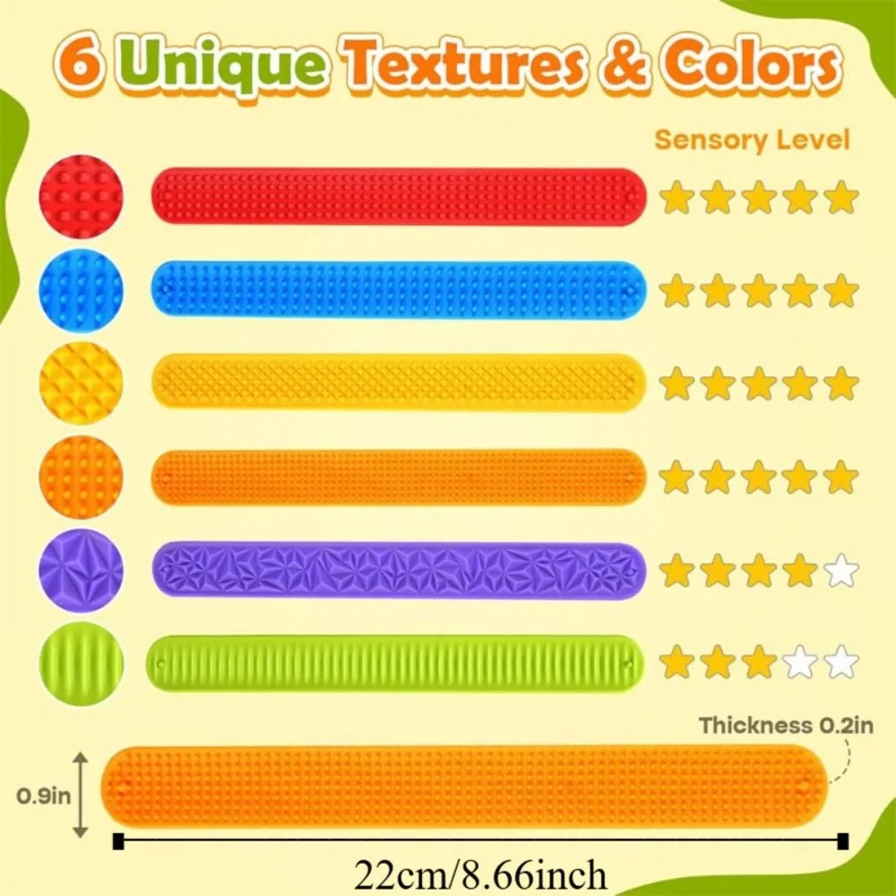 6pcs Hands Clap Circle Silicone Slap Bracelets Wearable Design Patted Bracelets Sensory Textured Wristbands Colorful Surface