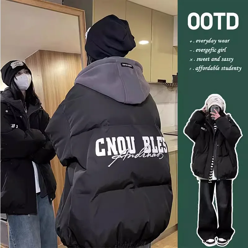 Parkas americanas de peito único para mulheres, casacos casuais, casaco quente, casaco grunge grosso, moda retrô, outono e inverno, 2023