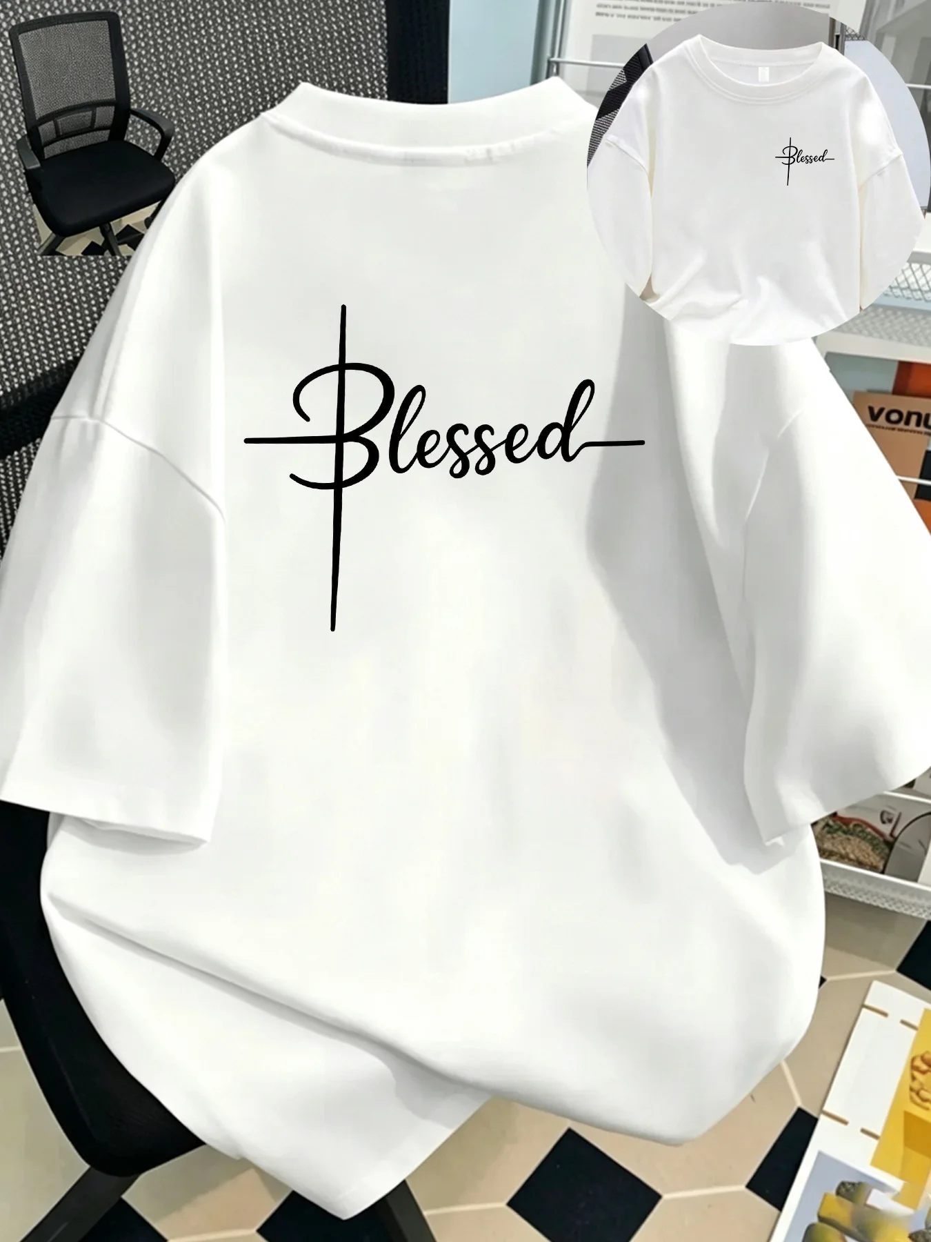 【SYJ80455】BLESSED letter print T-shirt short-sleeved summer women's casual top street fashion women's clothing
