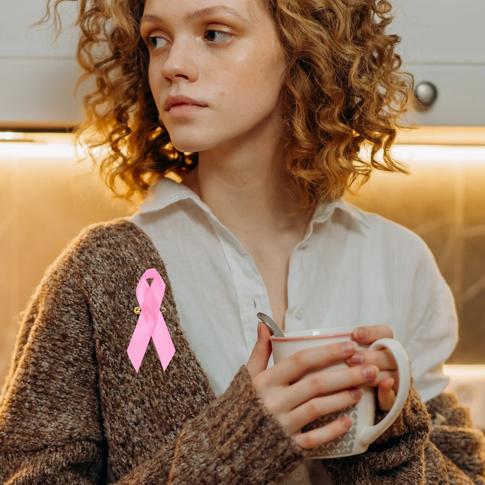 

100pcs Pink Ribbon Breast Cancer Awareness Pins Fundraising Decorative Lapel Breast Control Ribbons Gifts