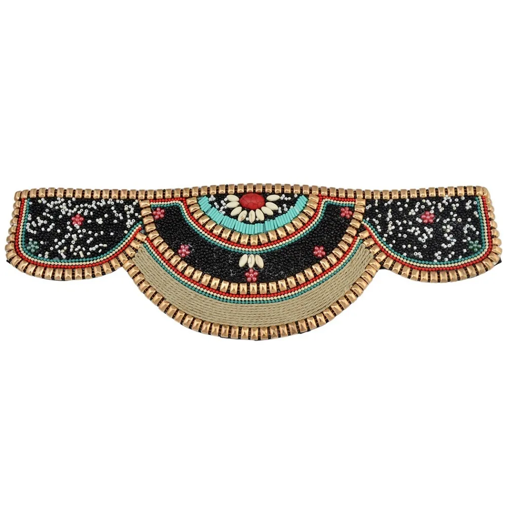 Adjustable Bohemian Women Belt Shining Stretch Elastic Waistband Bohemian Ethnic Beaded Waistband Body Jewelry for Holiday