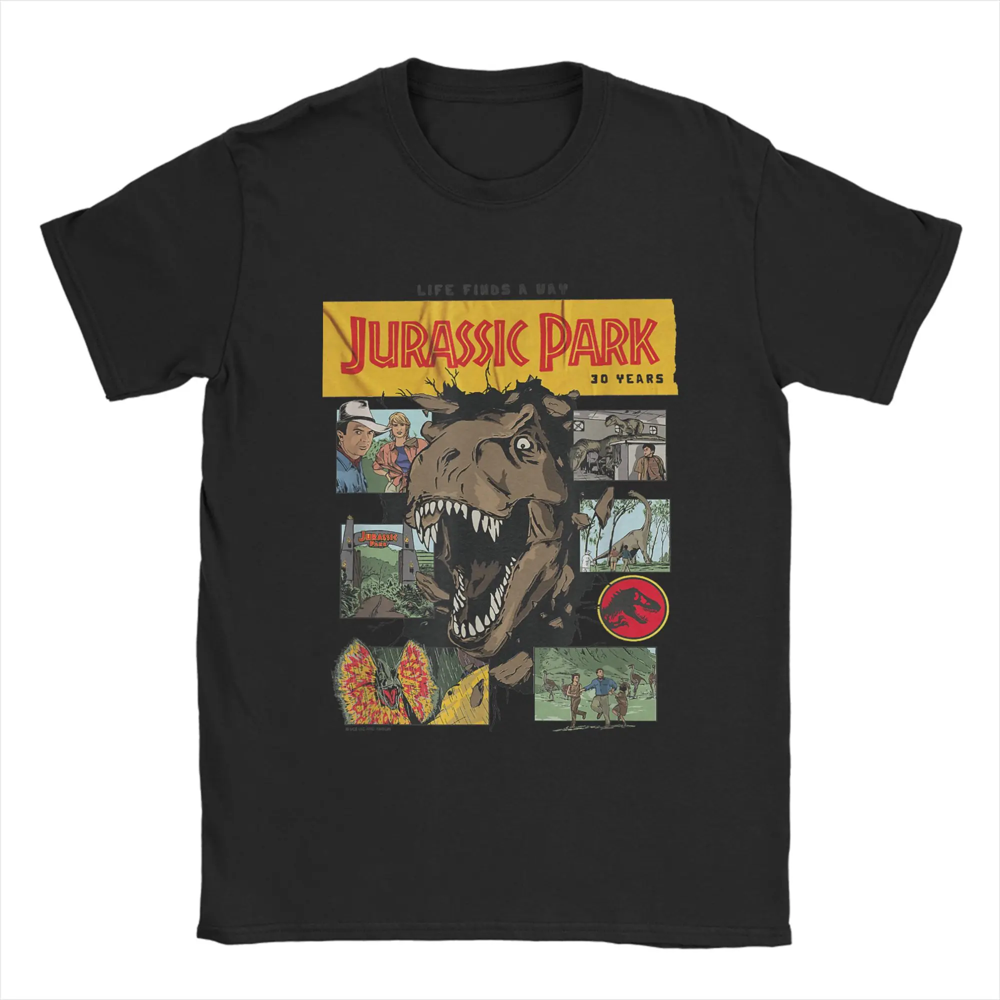 

Men T Shirt Jurassic Park 30th Anniversary Life Finds a Way T Shirts Beach Tees Aesthetic Print Cotton Tops Birthday Present