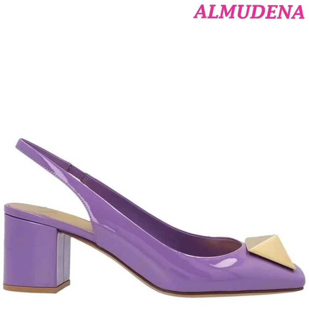 One Stud Slingback sandali in pelle décolleté con tacco largo grosso in rosa \\ blu \\ nero tacchi eleganti scarpe comode estive firmate di lusso