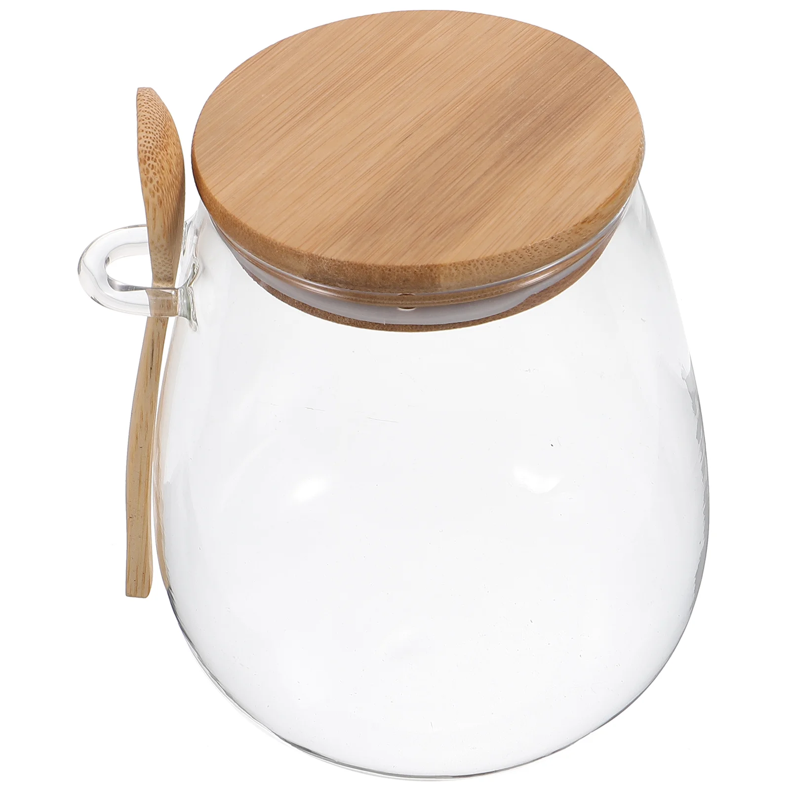 Tarro de vidrio Conveniente recipiente para té Botes de cocina delicados Tanque de almacenamiento de alimentos Madera