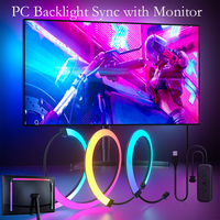 RGB LED Backlight Sync with Computer Monitor, Dream Color Music Rhythm Pickup Light Strip for Gaming Room Christams Decor Gifts