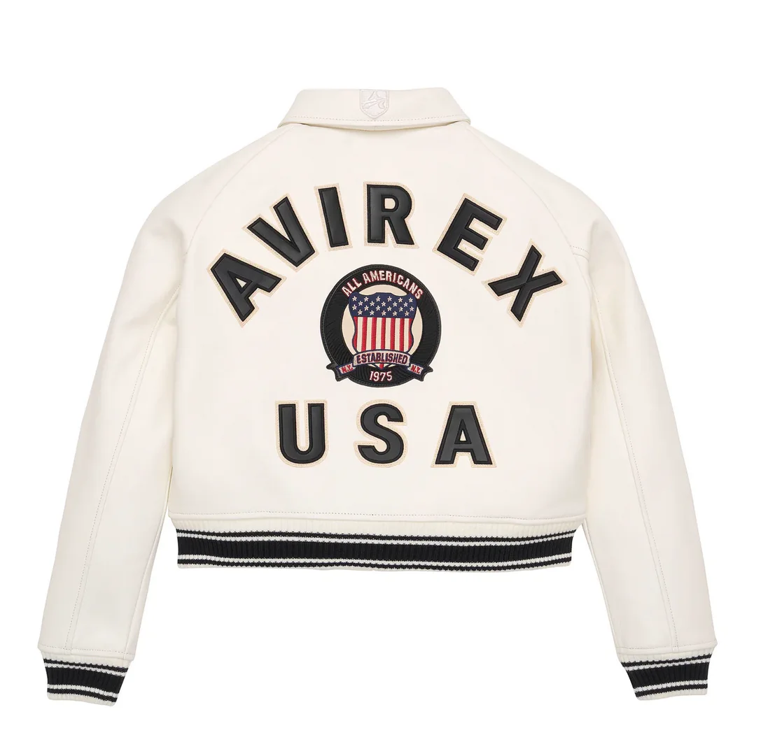 Avirex original ikonische militärische Bomber jacke europäische antike Schaffell Damen Bomber Flieger anzug jacke aus echtem Leder