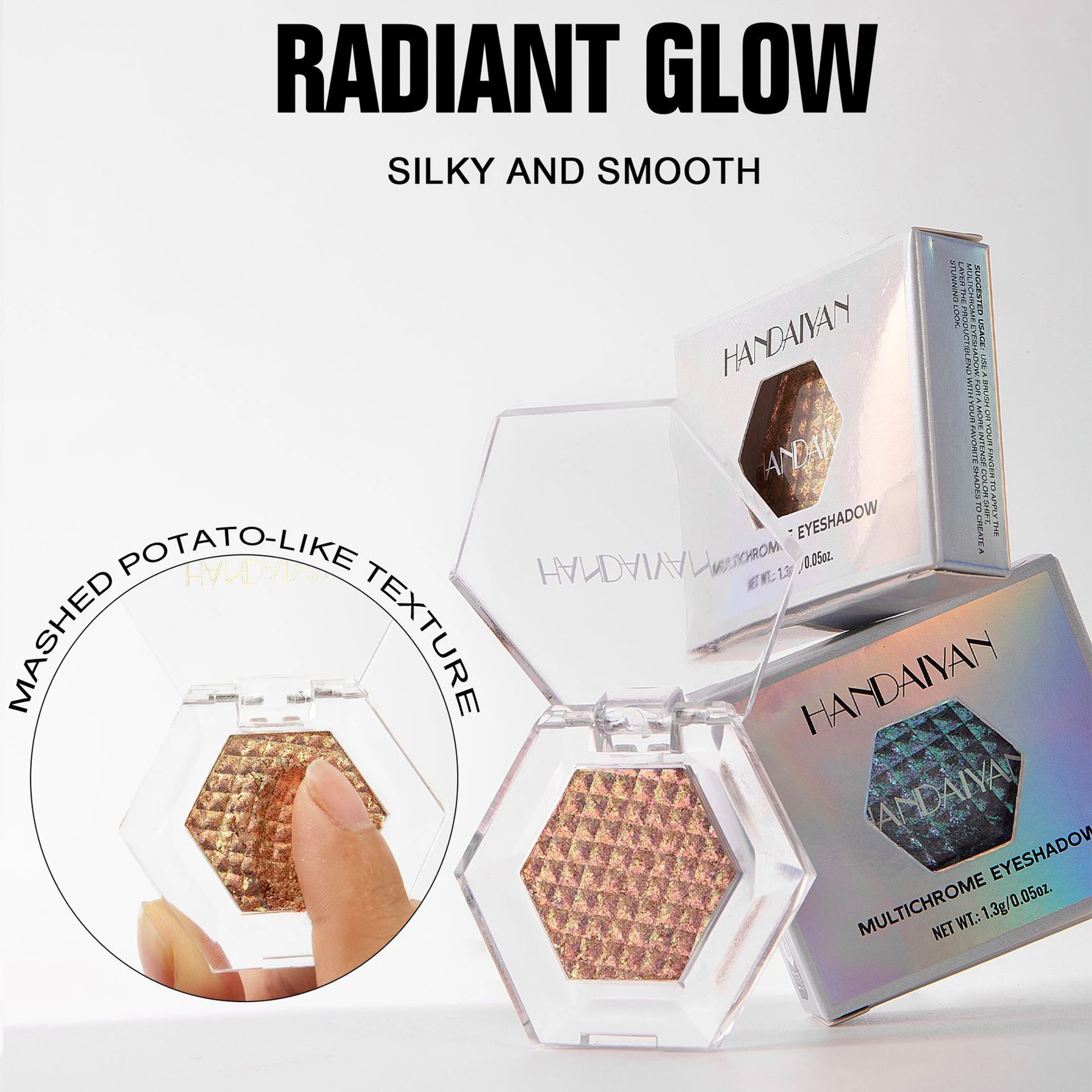 5-color hexagonal shimmer eyeshadow, long-lasting and easy to apply, multi-purpose high-gloss blush