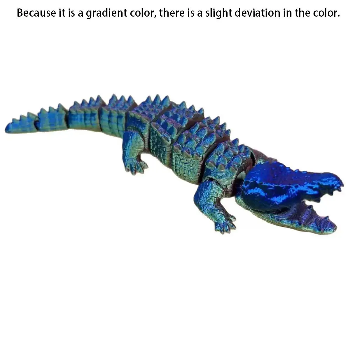Modern articulated crocodile sculpture, 3D printed with movable joints, the perfect holiday gift.