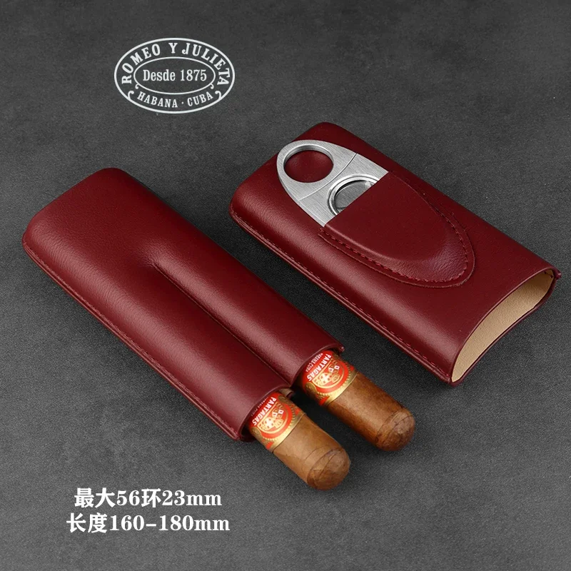 Genuine Leather Cigar Tube Cuba Cigar Box Romeo 2-Pack Portable Cigar Case Personalized Moisturizing Smoking Accessories