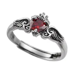 Fashion 925 Sterling Silver Heart Red Zircon Rings For Women Wedding Luxury Jewelry Cheap Things With Jewellery