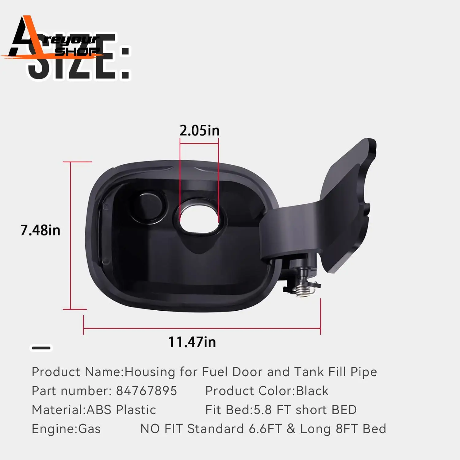 

84767895 Корпус заливной горловины топливного бака для кровати Chevy Silverado 1500 19-25 5,8 футов