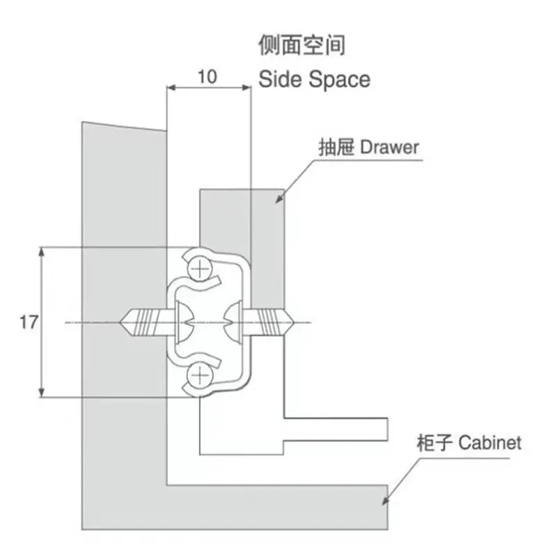 スライド式引き出しボール,1ペア,2つのセクション,幅17mm,スチール製家具継手,ハードウェア