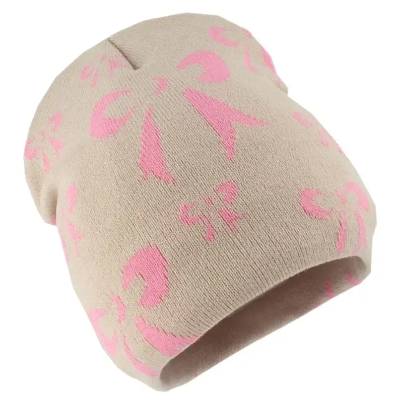 

652F Популярная жаккардовая шапка с бантом, пуловер 2000-х годов, шляпа с черепом, элегантная вязаная шапка, мягкие дышащие без