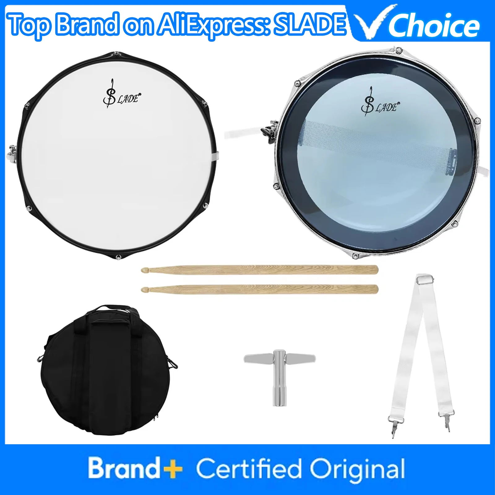 

Металлический барабан-перкуссионный инструмент SLADE 14 дюймов из металла и массива дерева для начинающих, с аксессуарами, обеспечивающий долговечность и качественную работу.