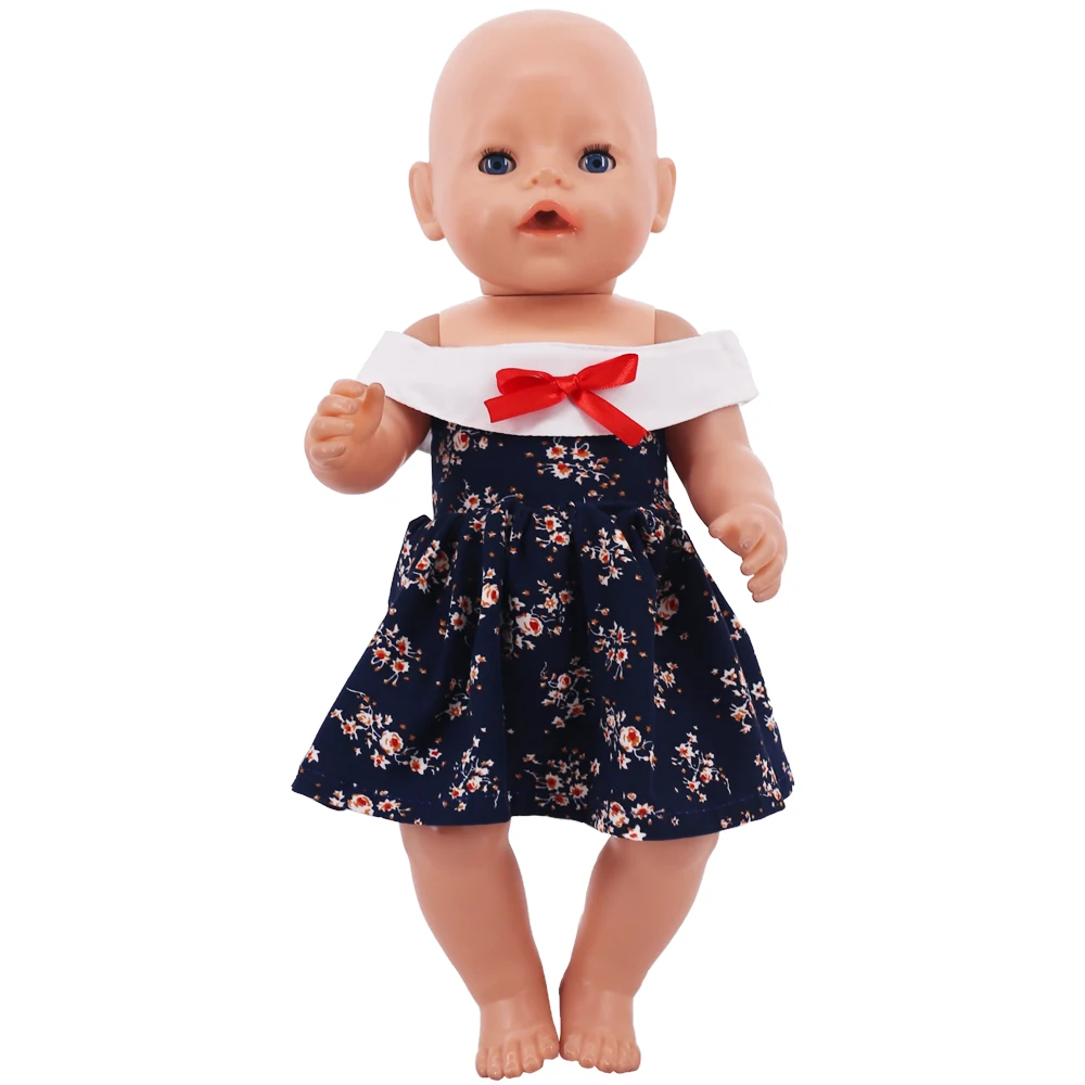 Roupas de boneca com padrão floral bonito, acessórios de vestido da moda para bebê nascido de 43 cm, boneca americana de 18 tamanhos, presentes de brinquedos de menina