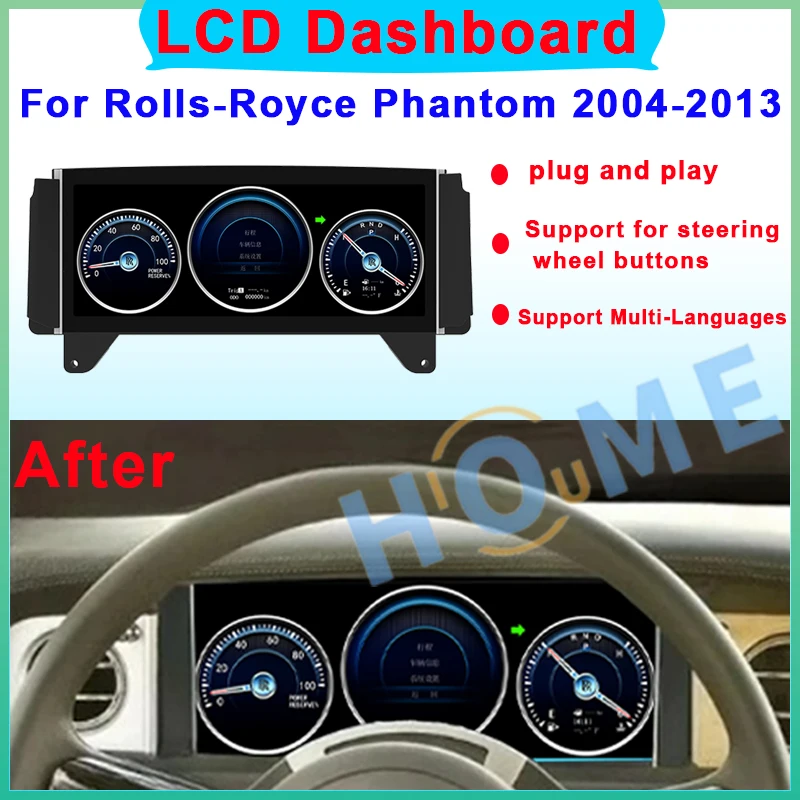 For Rolls-Royce Phantom 2004-2013 Digital Dashboard Panel Virtual Instrument Cluster CockPit LCD Speedometer Plug and Play