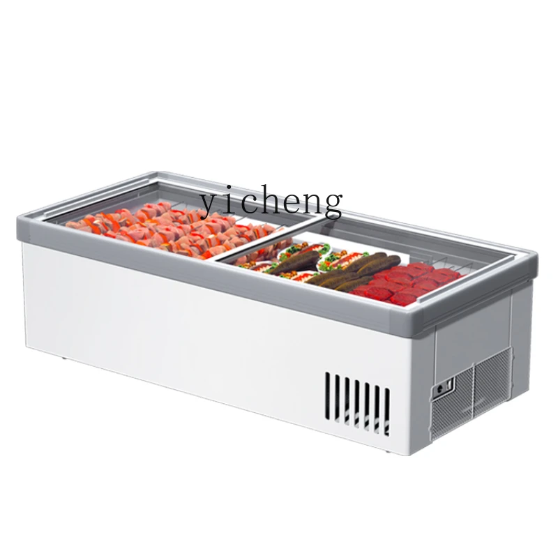 ZK Refrigerated Display Cabinet Preservation Food Displaying Refrigerator Visual Ice Table Frozen Mobile Stall Mini Refrigerator