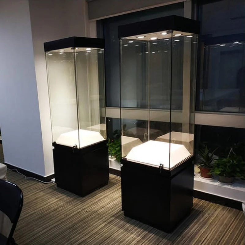 

Custom. Guangzhou Factory Hot Sale High End Museum Glass Display with Light Museum Exhibition Display Cabinet