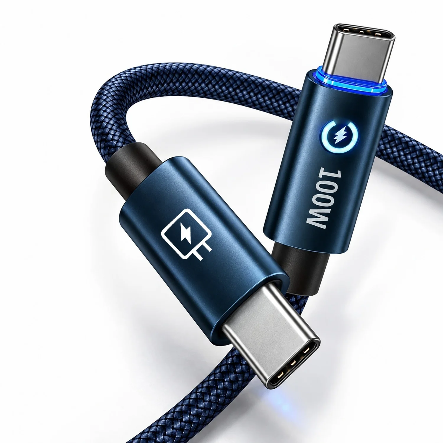 100W Fast Charging USB-C to C Cable Braided Type-C Data Cord for iPhone 17/16 pro Max Samsung Xiaomi - Charging Wire