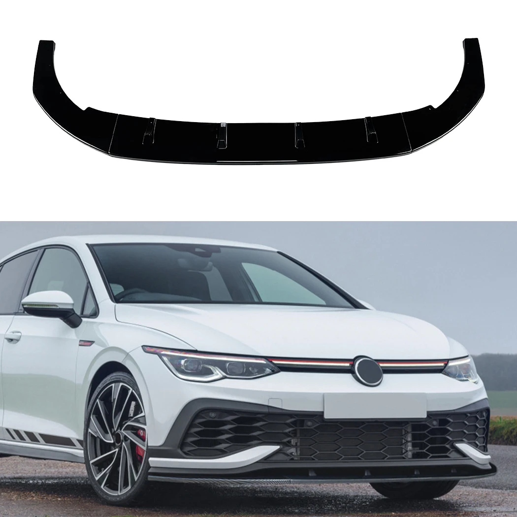 For Volkswagen VW Golf 8 MK8 GTI R ClubSport 2020-2024 Front Bumper Lip Spoiler Splitter Diffuser Body Kit Tuning ABS Cover Trim